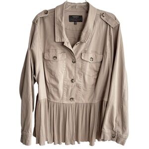 Torrid Stretch Army Peplum Trucker Jacket Plus Size 4 Khaki Tan Comfort Oversize